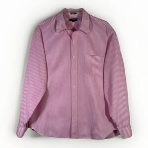 J. Crew Oxford Button Up Shirt - Men’s L - Slim Fit Pink Pinstripe 100% Cotton